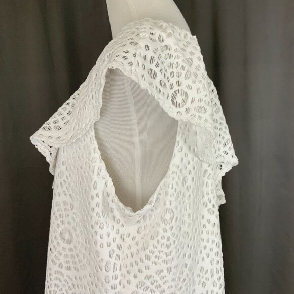 Lilly Pulitzer White Matteo One Shoulder Top Sea Urchin Terry Lace Sz XL - Picture 10 of 16